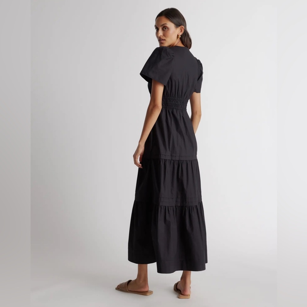 Quince 100% Organic Cotton Tiered Maxi Dress - Black